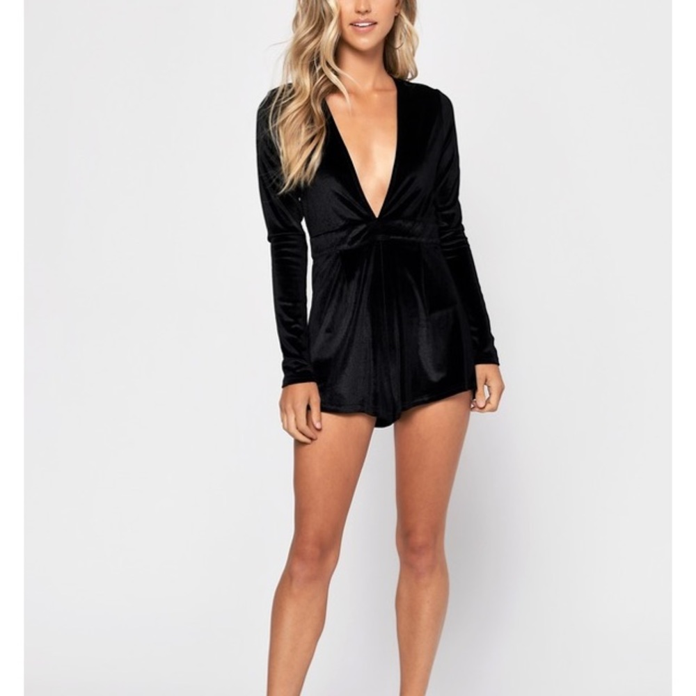 TOBI long sleeve deep v romper